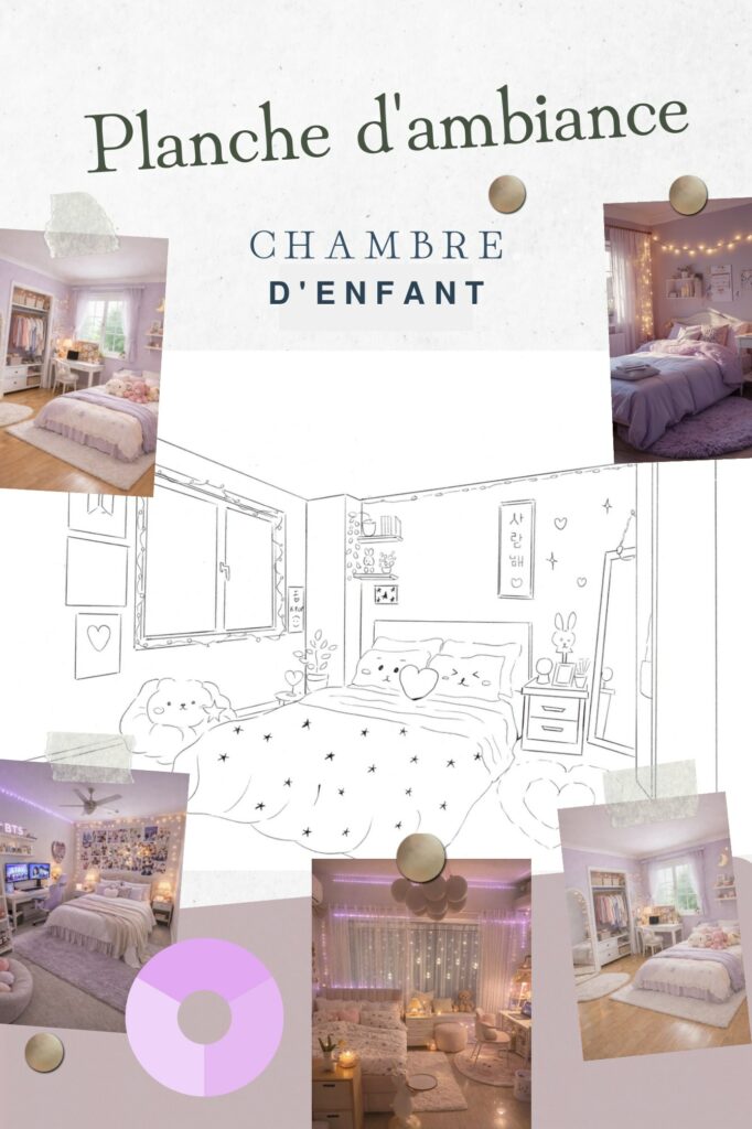 Planche d&rsquo;ambiance — première chambre d&rsquo;enfant