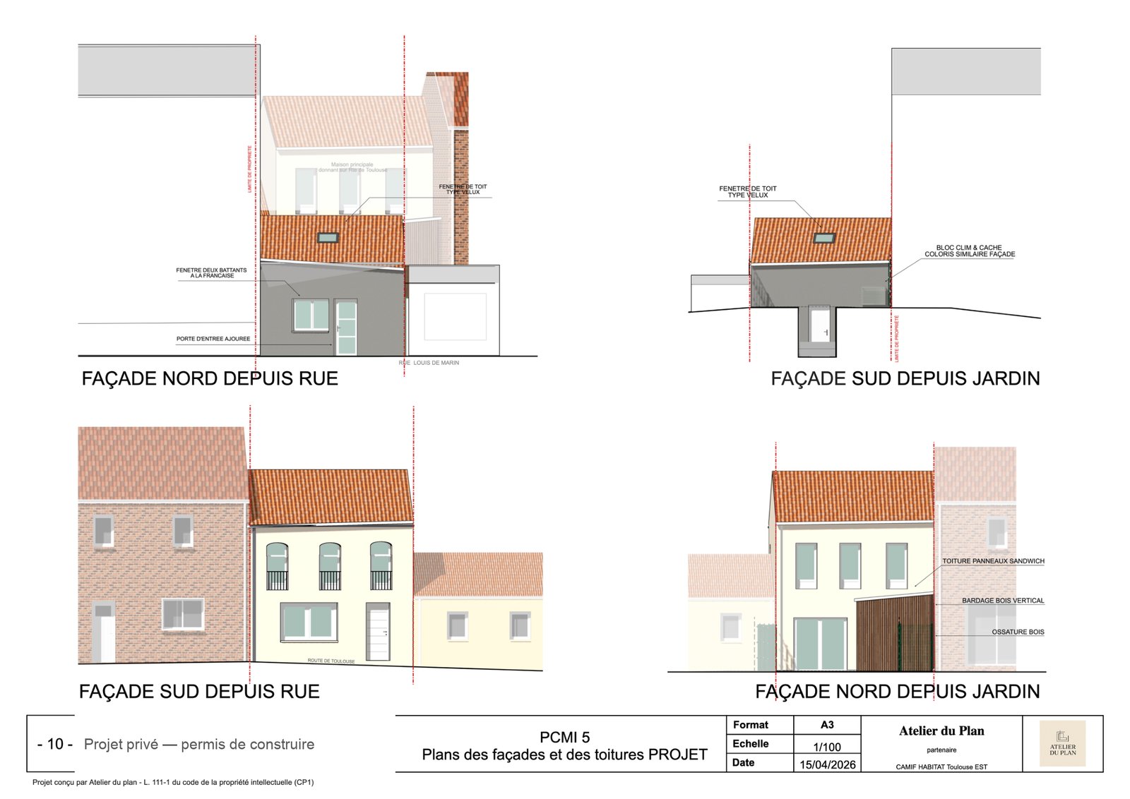 Garage transformé en habitation — Façades du projet